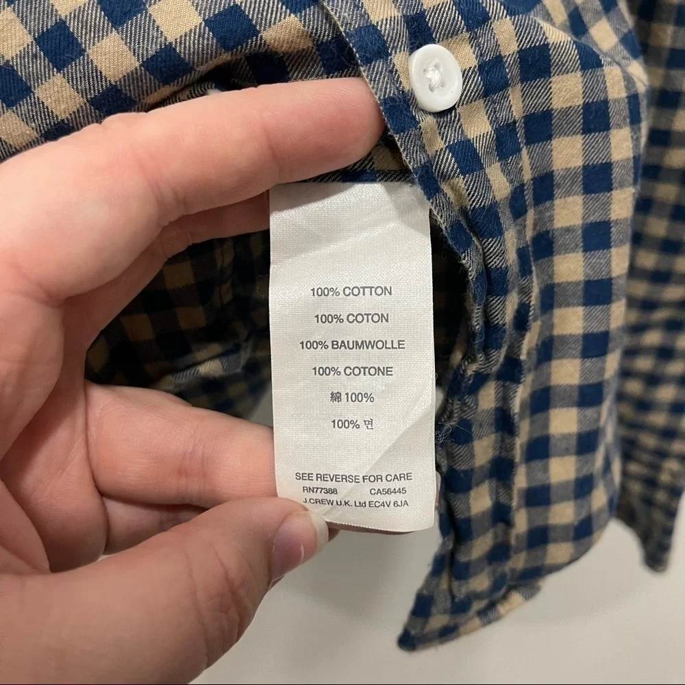 J. Crew Slim Long Sleeve Cotton Check Shirt Button Up